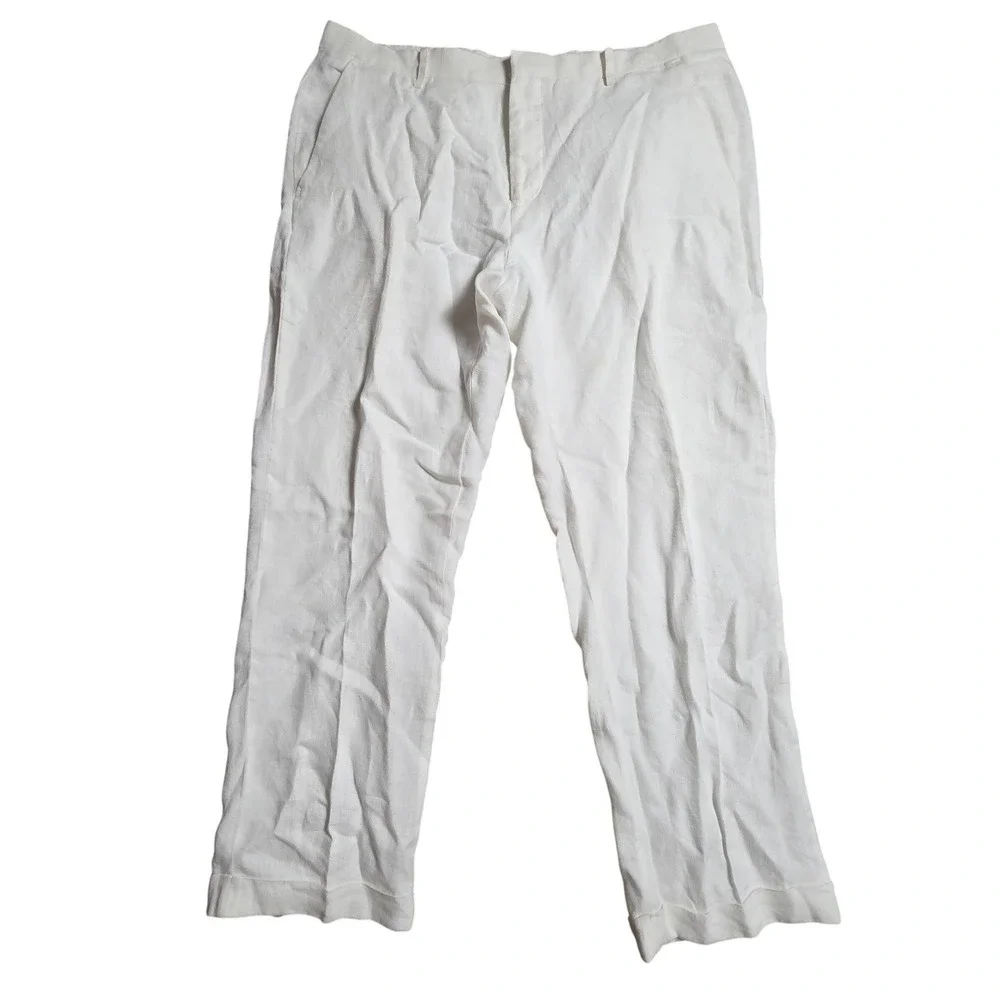 Murano Baird McNutt Irish Linen Dress Pants 38x30 Flat Front Cuffed Coastal